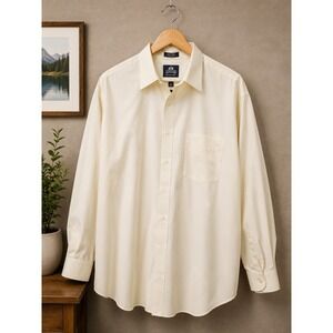Stafford Wrinkle Free Men's Dress Shirt Cream Ivory Long Sleeve 19 36-37...